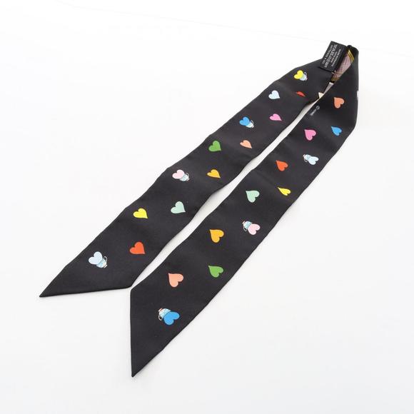Hermes Twilly Tea Time Scarf Silk Women's Black Multicolor